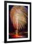 USA, Colorado, Frisco, Dillon Reservoir. Fireworks display on July 4th-Fred Lord-Framed Photographic Print