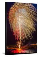 USA, Colorado, Frisco, Dillon Reservoir. Fireworks display on July 4th-Fred Lord-Stretched Canvas