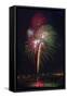 USA, Colorado, Frisco, Dillon Reservoir. Fireworks display on July 4th-Fred Lord-Framed Stretched Canvas