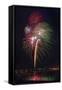 USA, Colorado, Frisco, Dillon Reservoir. Fireworks display on July 4th-Fred Lord-Framed Stretched Canvas