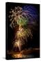 USA, Colorado, Frisco, Dillon Reservoir. Fireworks display on July 4th-Fred Lord-Stretched Canvas