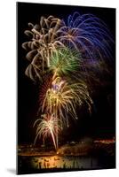 USA, Colorado, Frisco, Dillon Reservoir. Fireworks display on July 4th-Fred Lord-Mounted Photographic Print