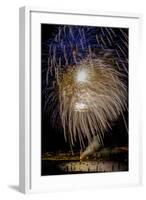 USA, Colorado, Frisco, Dillon Reservoir. Fireworks display on July 4th-Fred Lord-Framed Photographic Print