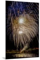 USA, Colorado, Frisco, Dillon Reservoir. Fireworks display on July 4th-Fred Lord-Mounted Premium Photographic Print