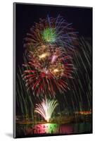 USA, Colorado, Frisco, Dillon Reservoir. Fireworks display on July 4th-Fred Lord-Mounted Photographic Print