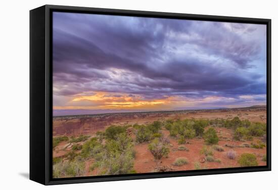 USA, Colorado, Fruita. Sunrise over Colorado National Monument.-Fred Lord-Framed Stretched Canvas