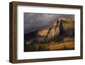 USA, Colorado, Gunnison National Forest. The Castles rock formation on a stormy autumn sunrise.-Jaynes Gallery-Framed Photographic Print