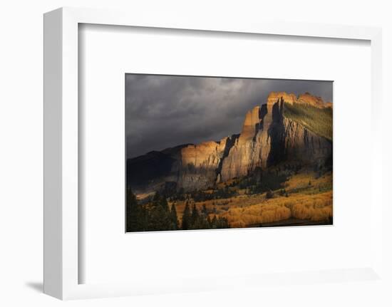 USA, Colorado, Gunnison National Forest. The Castles rock formation on a stormy autumn sunrise.-Jaynes Gallery-Framed Photographic Print