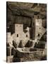 USA, Colorado, Mesa Verde National Park. Cliff Palace Ruin, Tinted Monochrome-Ann Collins-Stretched Canvas