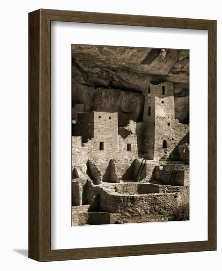 USA, Colorado, Mesa Verde National Park. Cliff Palace Ruin, Tinted Monochrome-Ann Collins-Framed Photographic Print