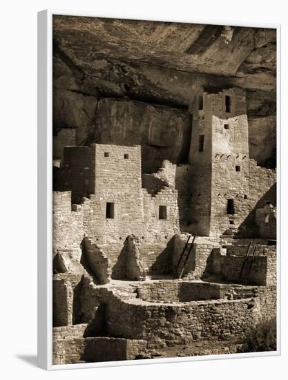 USA, Colorado, Mesa Verde National Park. Cliff Palace Ruin, Tinted Monochrome-Ann Collins-Framed Photographic Print