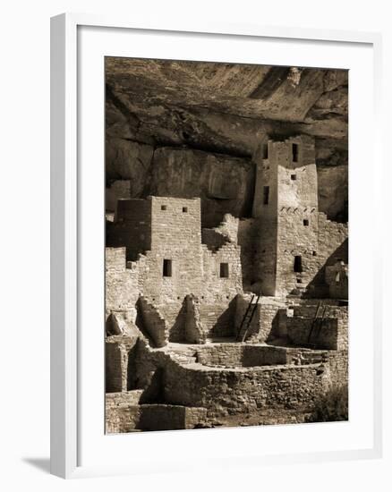 USA, Colorado, Mesa Verde National Park. Cliff Palace Ruin, Tinted Monochrome-Ann Collins-Framed Photographic Print