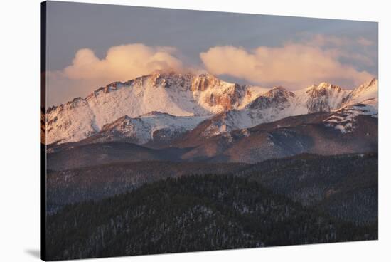 USA, Colorado, Pike NF. Clouds over Pikes Peak at Sunrise-Don Grall-Stretched Canvas