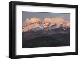 USA, Colorado, Pike NF. Clouds over Pikes Peak at Sunrise-Don Grall-Framed Photographic Print