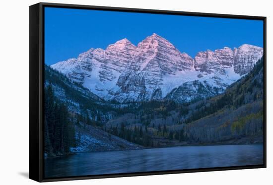 Usa, Colorado, Rocky Mountains, Aspen, Maroon Bells at Dawn-Christian Heeb-Framed Stretched Canvas