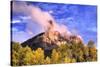 USA, Colorado, San Juan Mountains. Autumn aspen trees and Chimney Rock.-Jaynes Gallery-Stretched Canvas