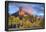 USA, Colorado, San Juan Mountains. Chimney Rock formation and aspens at sunset.-Jaynes Gallery-Framed Photographic Print