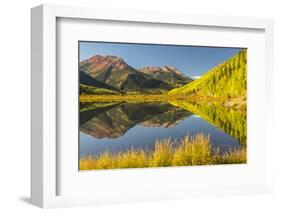 USA, Colorado, San Juan Mountains. Crystal Lake reflection in autumn.-Jaynes Gallery-Framed Photographic Print