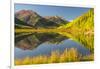 USA, Colorado, San Juan Mountains. Crystal Lake reflection in autumn.-Jaynes Gallery-Framed Photographic Print