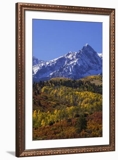 USA, Colorado, San Juan Mountains. Mountain and forest in autumn.-Jaynes Gallery-Framed Premium Photographic Print