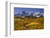 USA, Colorado, San Juan Mountains. Mountain and valley landscape in autumn.-Jaynes Gallery-Framed Photographic Print