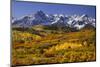 USA, Colorado, San Juan Mountains. Mountain and valley landscape in autumn.-Jaynes Gallery-Mounted Photographic Print