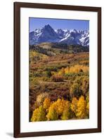 USA, Colorado, San Juan Mountains. Mountain and valley landscape in autumn.-Jaynes Gallery-Framed Premium Photographic Print