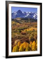 USA, Colorado, San Juan Mountains. Mountain and valley landscape in autumn.-Jaynes Gallery-Framed Premium Photographic Print