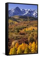 USA, Colorado, San Juan Mountains. Mountain and valley landscape in autumn.-Jaynes Gallery-Framed Stretched Canvas