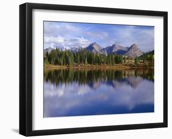 USA, Colorado, San Juan National Forest, Grenadier Range Reflects in Molas Lake in Autumn-John Barger-Framed Photographic Print