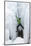 USA, Colorado, Uncompahgre National Forest. Climber ascends icy cliff face.-Jaynes Gallery-Mounted Photographic Print