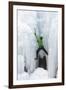 USA, Colorado, Uncompahgre National Forest. Climber ascends icy cliff face.-Jaynes Gallery-Framed Photographic Print