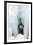 USA, Colorado, Uncompahgre National Forest. Climber ascends icy cliff face.-Jaynes Gallery-Framed Photographic Print