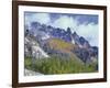 USA, Colorado, Uncompahgre National Forest, Fall Snow on Ophir Needles Above Aspen and Conifers-John Barger-Framed Photographic Print