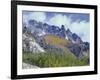 USA, Colorado, Uncompahgre National Forest, Fall Snow on Ophir Needles Above Aspen and Conifers-John Barger-Framed Photographic Print