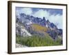 USA, Colorado, Uncompahgre National Forest, Fall Snow on Ophir Needles Above Aspen and Conifers-John Barger-Framed Photographic Print