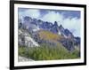 USA, Colorado, Uncompahgre National Forest, Fall Snow on Ophir Needles Above Aspen and Conifers-John Barger-Framed Photographic Print