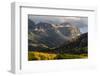 USA, Colorado, Uncompahgre National Forest. Rainstorm over Pinnacle Ridge in autumn.-Jaynes Gallery-Framed Photographic Print