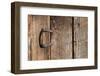 USA, Colorado, Westcliffe. Old wooden barn wall with bent horseshoe handle.-Cindy Miller Hopkins-Framed Photographic Print