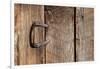 USA, Colorado, Westcliffe. Old wooden barn wall with bent horseshoe handle.-Cindy Miller Hopkins-Framed Photographic Print