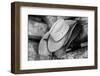 USA, Colorado, Westcliffe. Tack room, cowboy hat detail.-Cindy Miller Hopkins-Framed Photographic Print