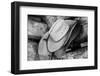 USA, Colorado, Westcliffe. Tack room, cowboy hat detail.-Cindy Miller Hopkins-Framed Photographic Print