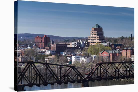 USA, Connecticut, Middletown, elevated town view from the Connecticut River-Walter Bibikow-Stretched Canvas