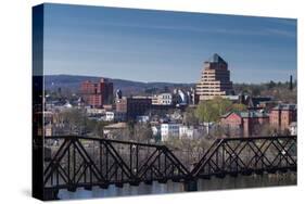 USA, Connecticut, Middletown, elevated town view from the Connecticut River-Walter Bibikow-Stretched Canvas