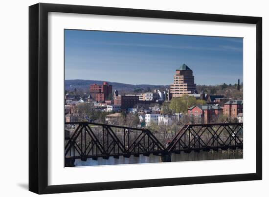 USA, Connecticut, Middletown, elevated town view from the Connecticut River-Walter Bibikow-Framed Photographic Print