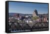 USA, Connecticut, Middletown, elevated town view from the Connecticut River-Walter Bibikow-Framed Stretched Canvas