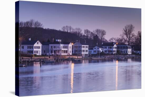 USA, Connecticut, Mystic, houses along Mystic River at dawn-Walter Bibikow-Stretched Canvas