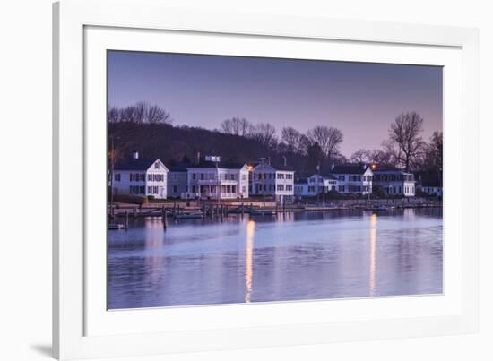 USA, Connecticut, Mystic, houses along Mystic River at dawn-Walter Bibikow-Framed Photographic Print