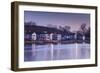 USA, Connecticut, Mystic, houses along Mystic River at dawn-Walter Bibikow-Framed Photographic Print