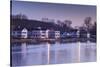 USA, Connecticut, Mystic, houses along Mystic River at dawn-Walter Bibikow-Stretched Canvas